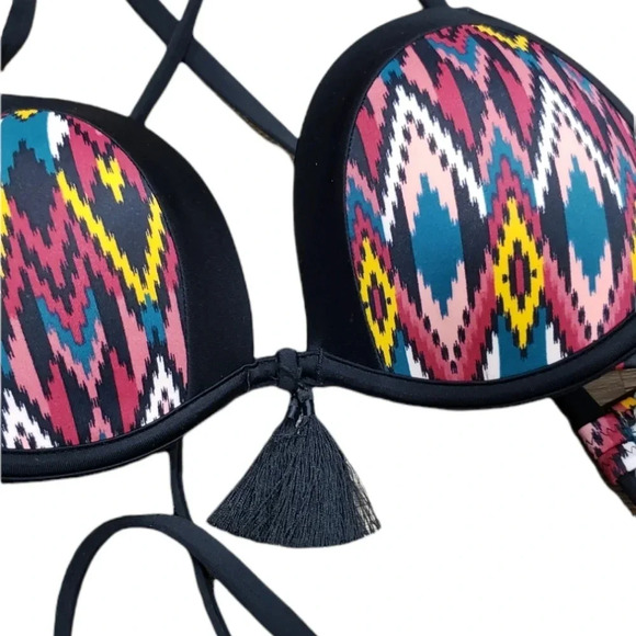 Shade & Shore Ikat Tassel Bikini Top 36B - Picture 3 of 3